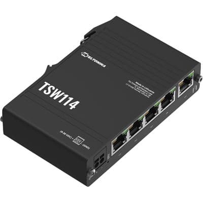 Teltonika Teltonika TSW114 DIN Rail 5 Port GbE Switch with Rugged Anodized Case TSW114