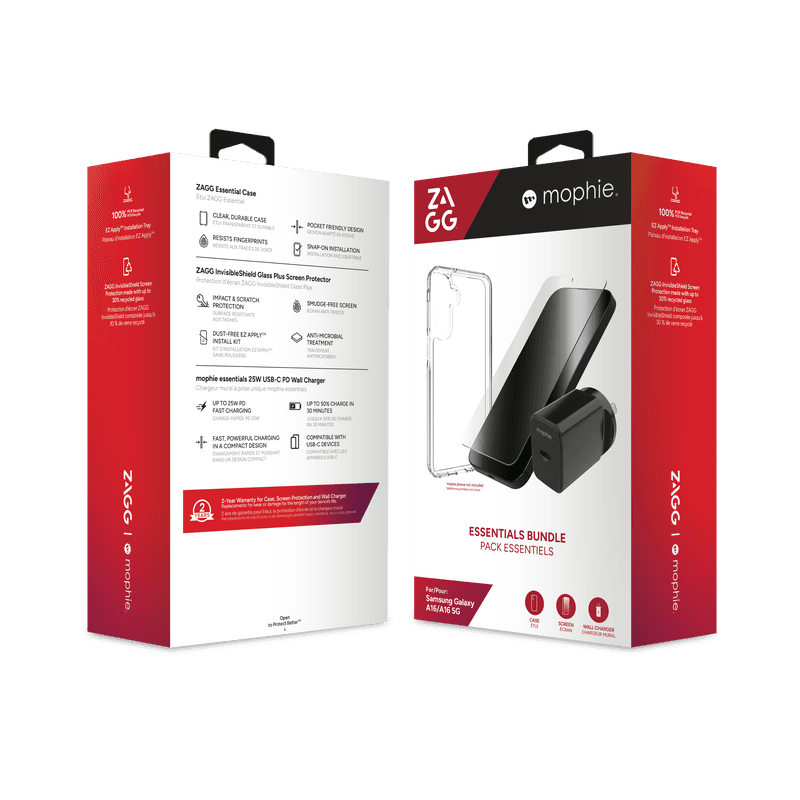 ZAGG ZAGG Essential Bundle for Samsung Galaxy A36 5G (Clear Case, Glass+, 25W1C) 100618105