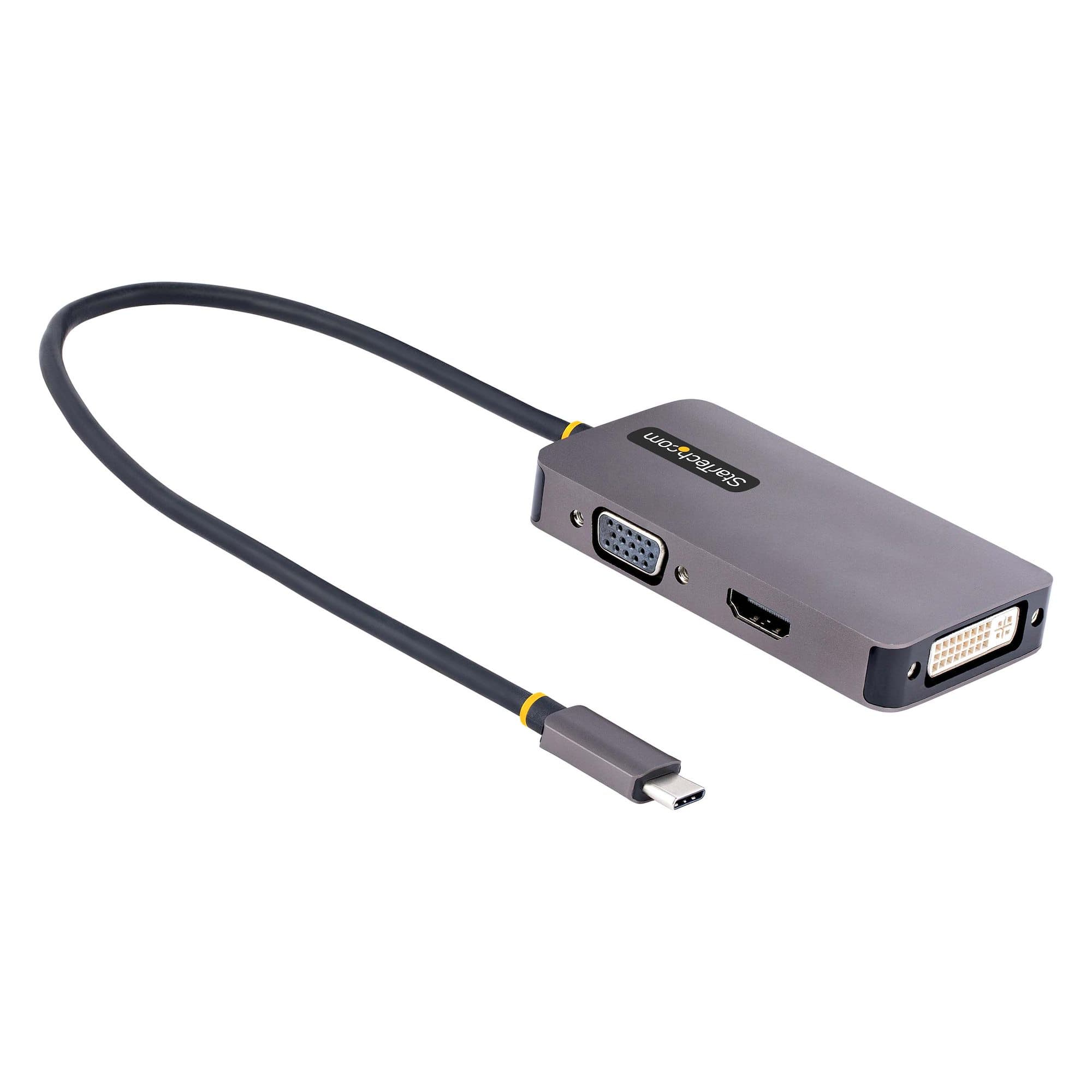 STARTECH STARTECH.COM USB C VIDEO ADAPTER TO HDMI DVI VGA, 4K 60HZ, ALUMINUM, 3 YR 118-USBC-HDMI-VGADVI