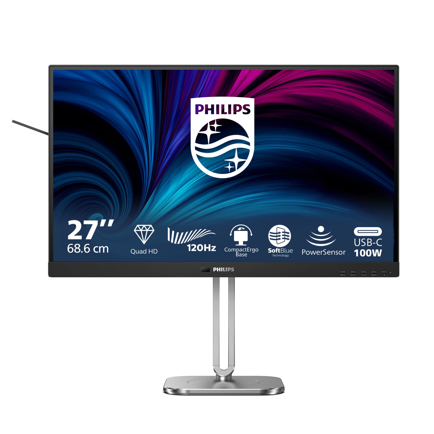PHILIPS PHILIPS 27B2U4601/75 27" 16:9 QHD IPS LED 120HZ,4MS,USB-C DOCK,HDMI,DP/OUT,SPKR,H/ADJ,4YR 27B2U4601