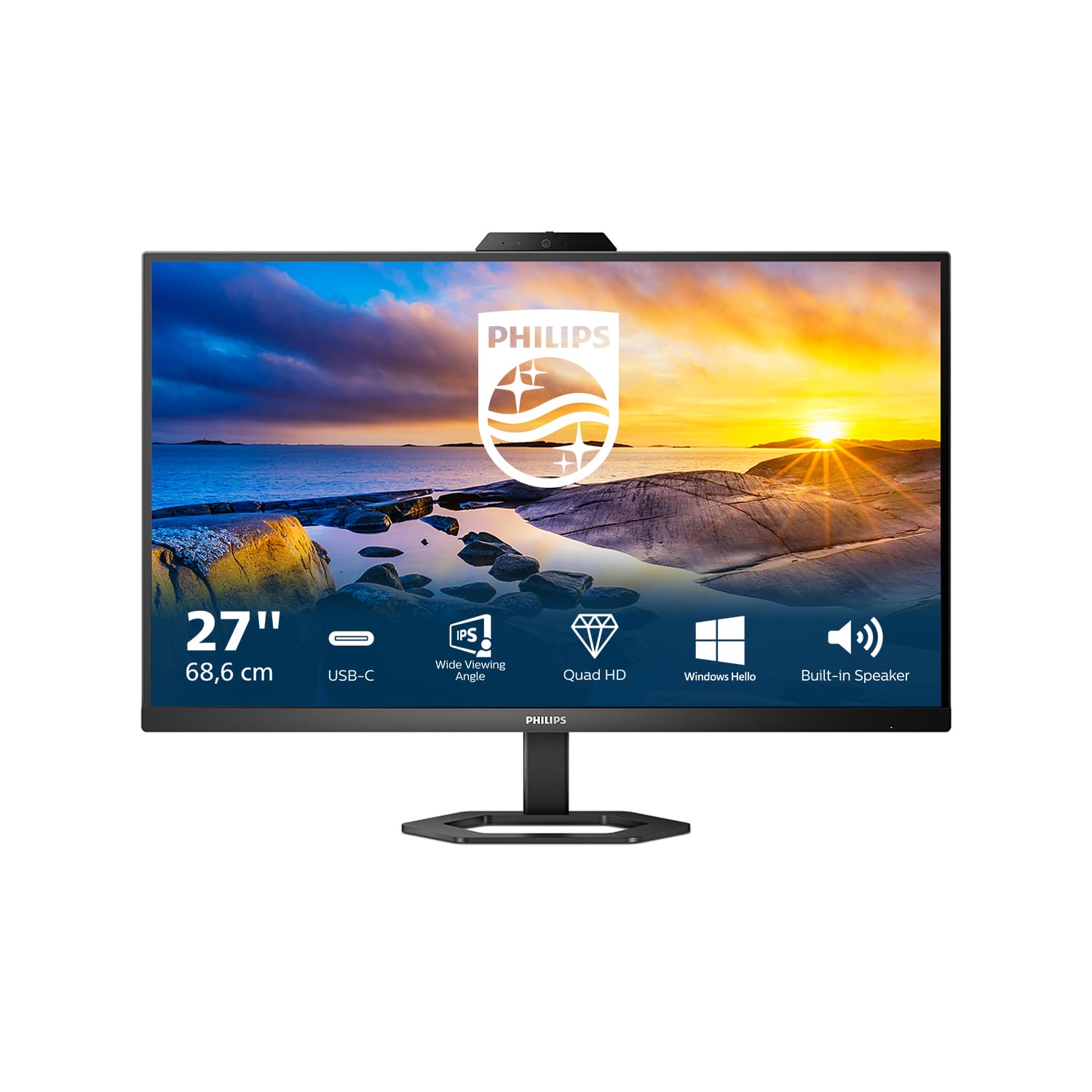 PHILIPS PHILIPS 27E1N5600HE/75 27" 16:9 1440P QHD IPS LCD,4MS,HDMI,DP,USB-C,USB,CAM,SPKR,H/ADJ,4YR 27E1N5600HE