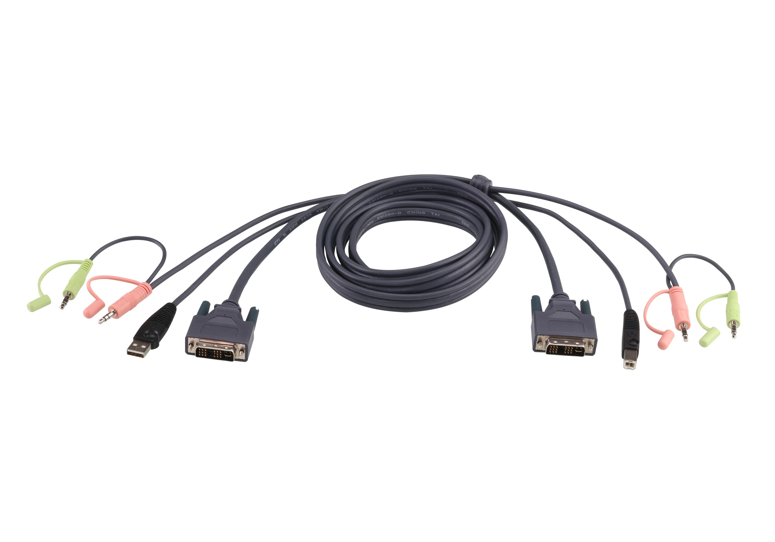 ATEN ATEN 1.8M DVI-D MALE TO MALE WITH USB MALE TO FEMALE CABLE 2L-7D02U