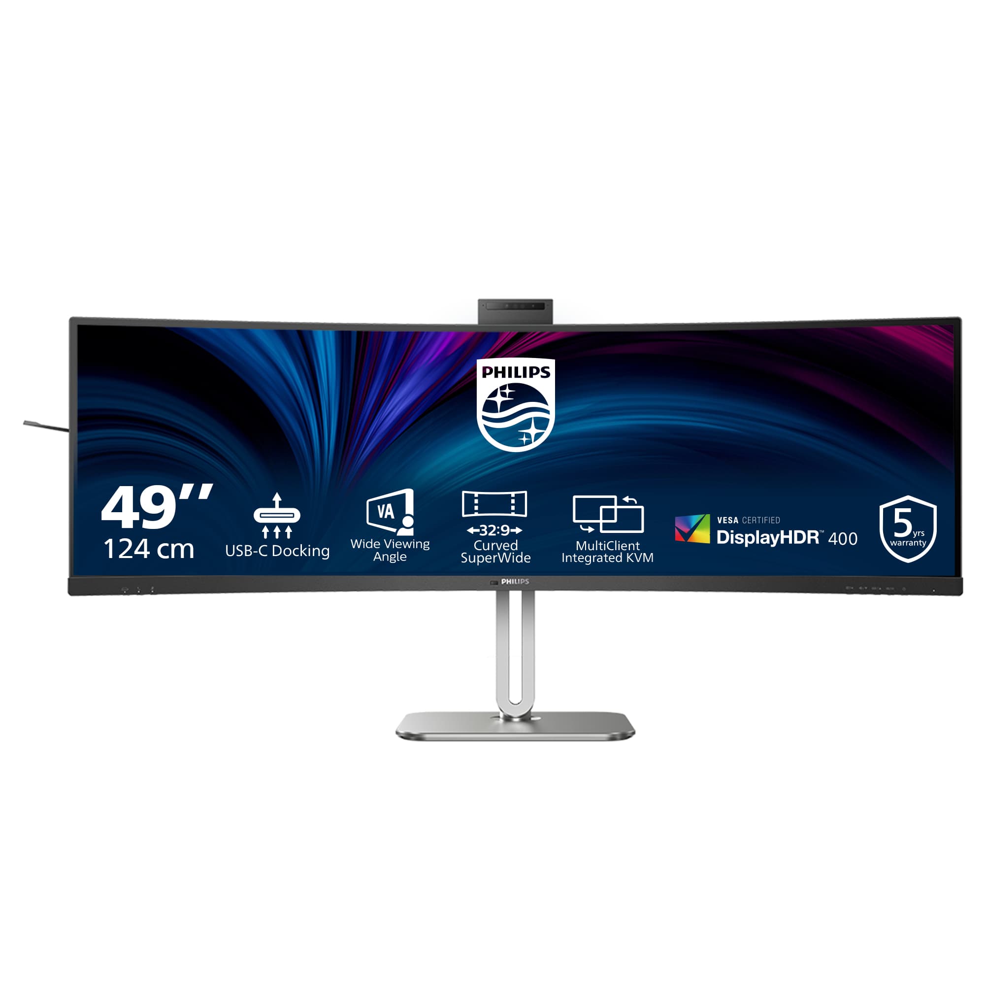 PHILIPS PHILIPS 49B2U5900CH/75 49" 32:9 CURVE DUAL QHD,HDMI,DP,USB-C DOCK,RJ45,WEBCAM,SPKR,4YR 49B2U5900CH