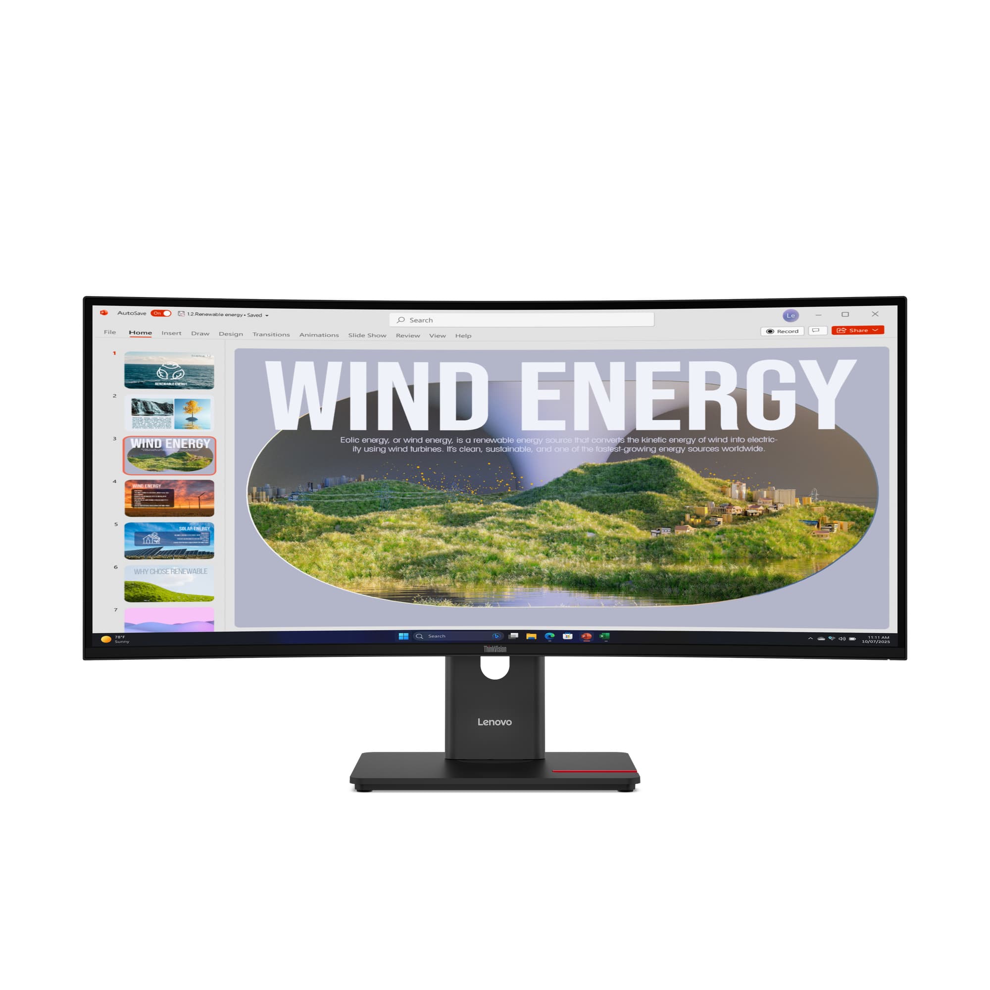 LENOVO LENOVO T34WD-40, 34" CURVED VA WQHD, DP+HDMI+USB-C, USB HUB, PD 75W, TILT/SWIV/H-ADJ, 3YR 64AEGAR1AU