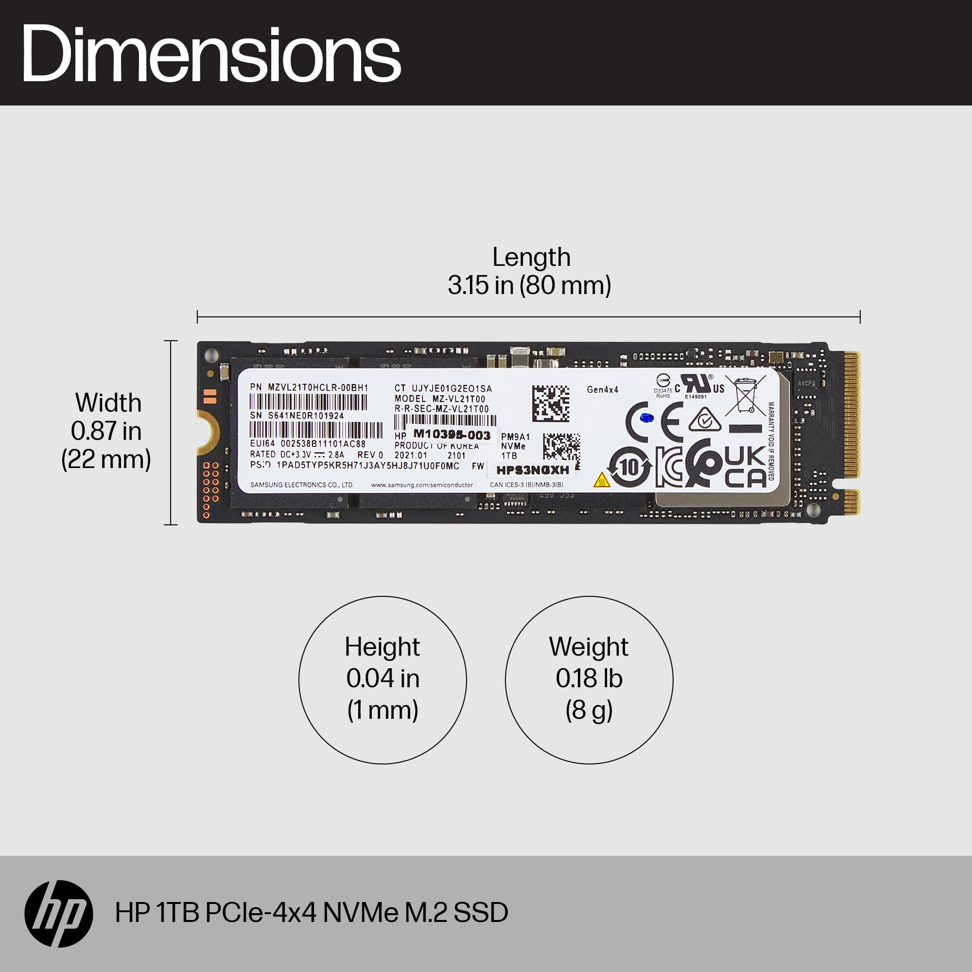 HP HP 1TB PCIe NVMe M.2 SSD 8C4X7AA