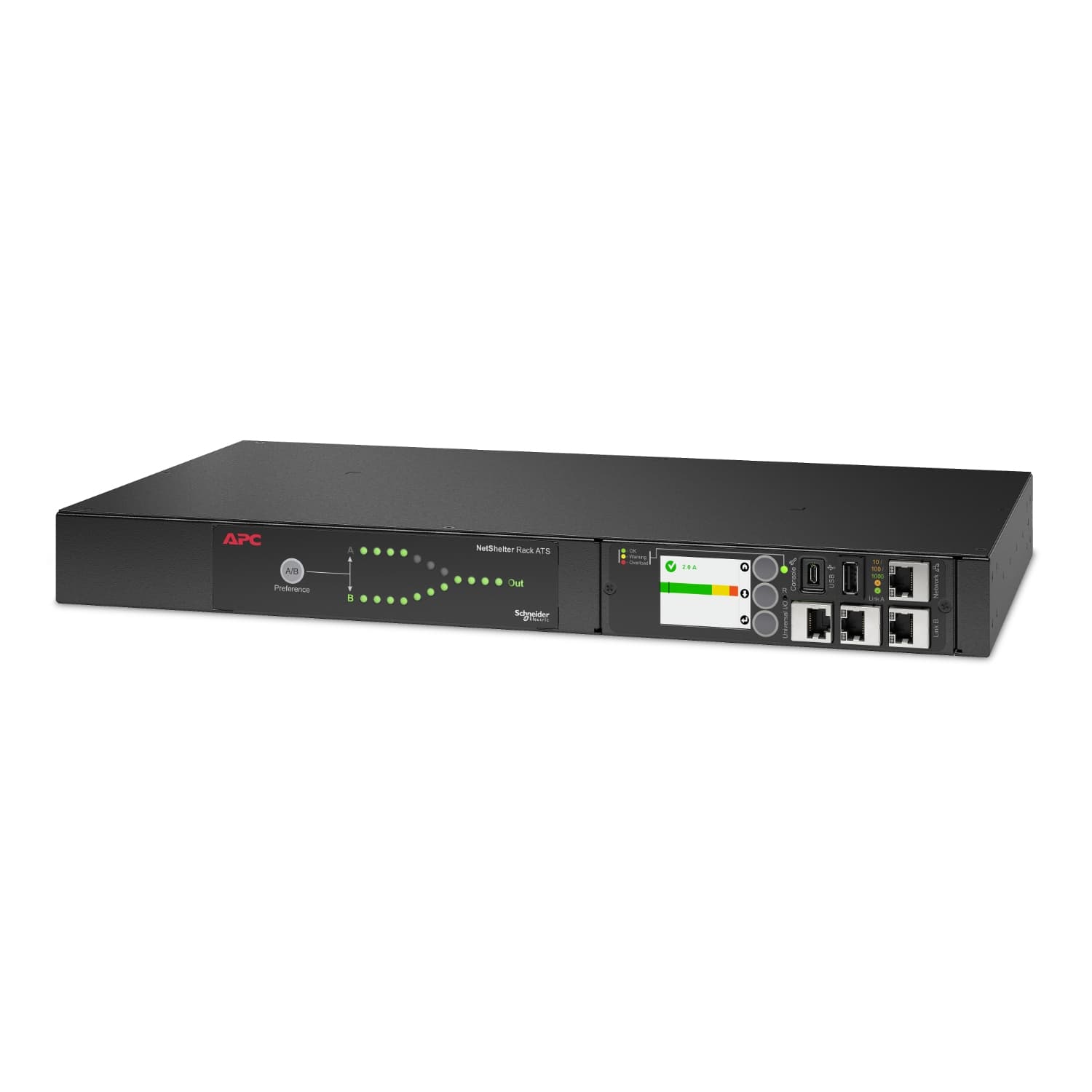 APC APC (AP4423A) RACK ATS, 230V, 16A, C20 IN, (8) C13 (1) C19 OUT AP4423A