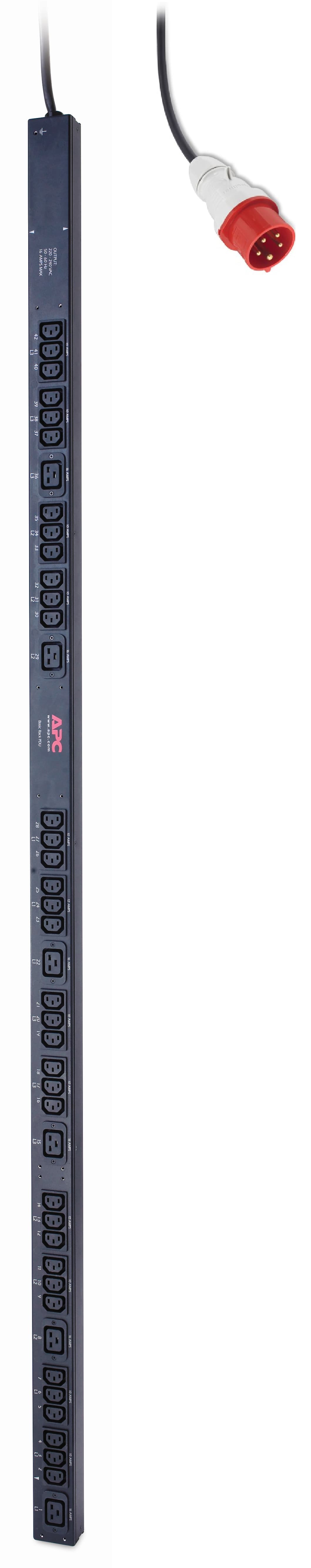 APC APC BASIC VERTICAL PDU, 400V, 16A, 11KW, C13(36), C19(6), IEC-309, 2YR AP7557