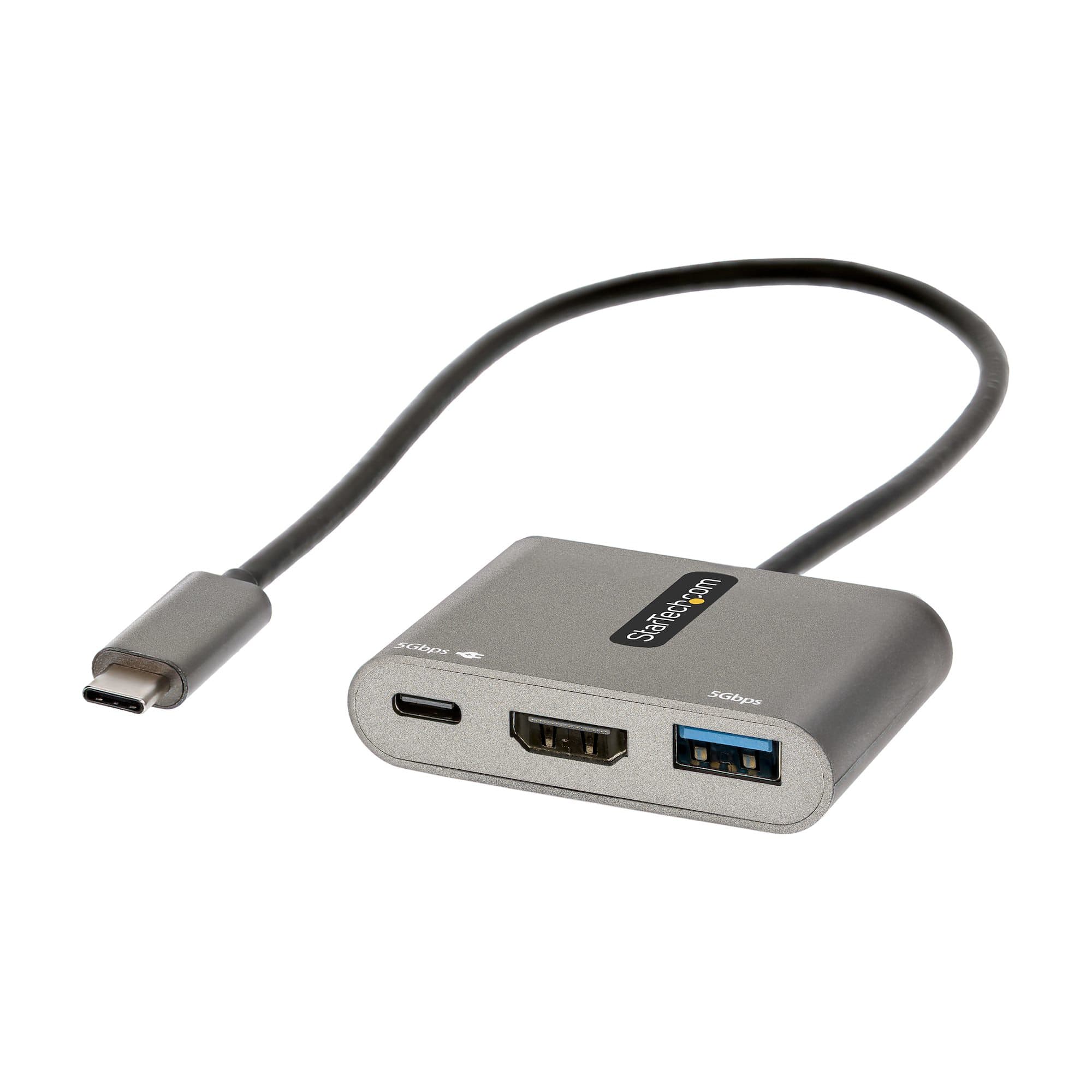 STARTECH STARTECH.COM USB C MULTIPORT ADAPTER, USB-C TO HDMI 4K, PD 3.0, USB 3.0 HUB 3 YR CDP2HDUACP2