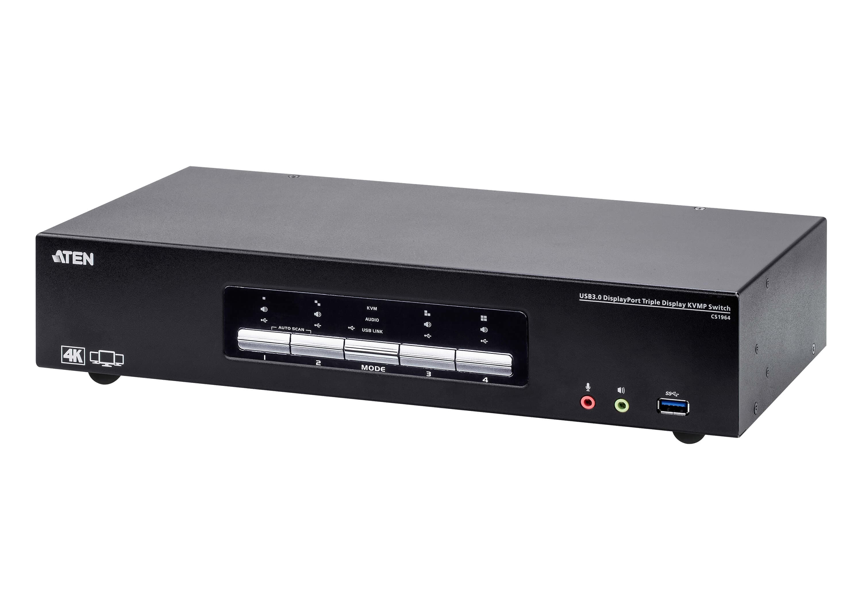 ATEN ATEN 4 PORT USB 3.0 4K TRIPLE DISPLAYPORT KVMP SWITCH CS1964-AT-U