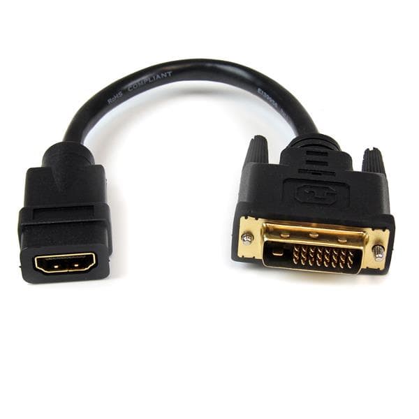 STARTECH STARTECH.COM 8" HDMI FEMALE TO DVI MALE VIDEO CABLE ADAPTER - HDMI TO DVI-D LTW HDDVIFM8IN