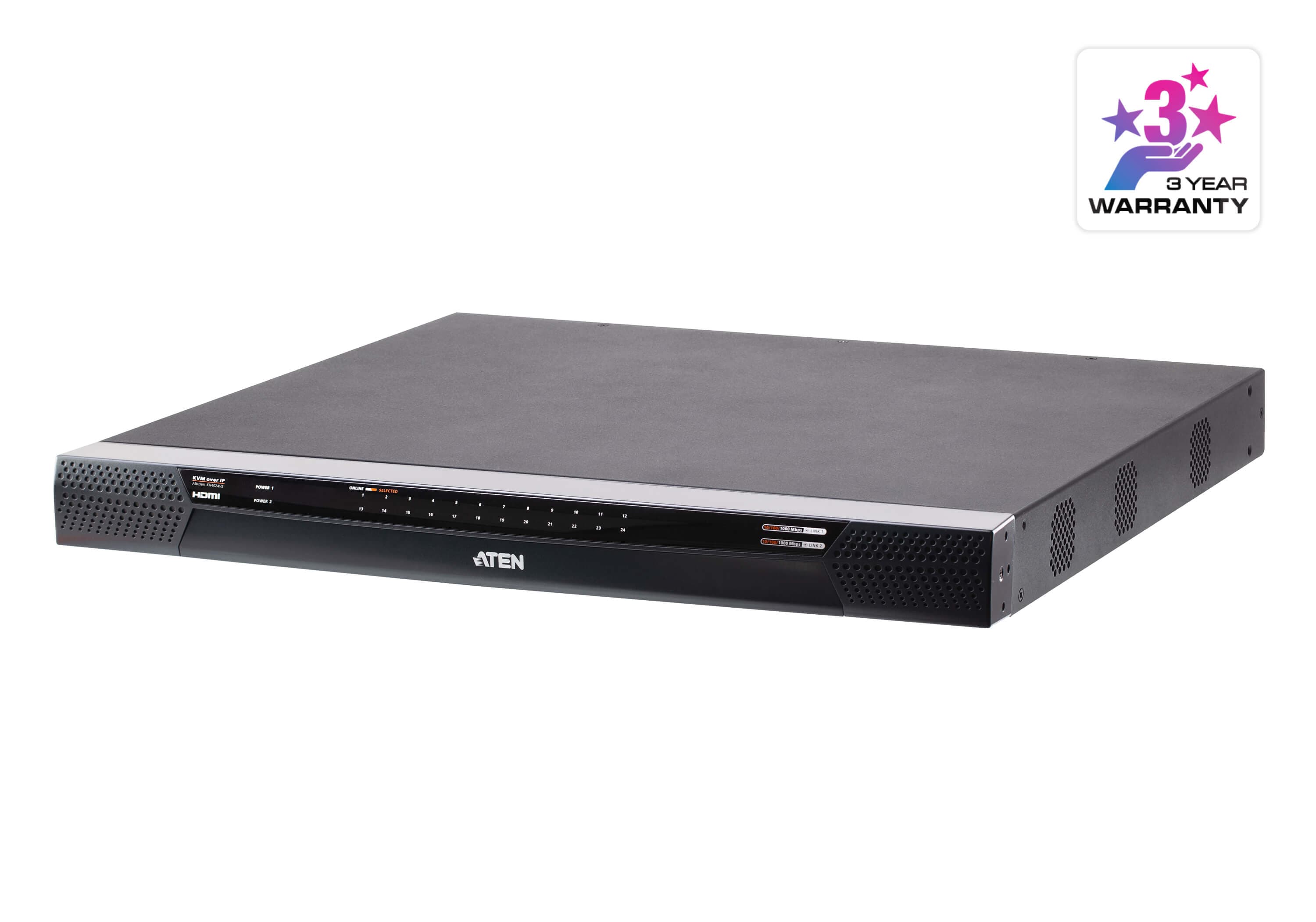 ATEN ATEN 1-LOCAL/4-REMOTE SHARED ACCESS 24-PORT MULTI-INTERFACE CAT 5 KVM OVER IP SWITCH KN4024VB-AX-U