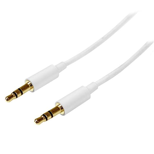 STARTECH STARTECH.COM WHITE SLIM 3.5MM STEREO AUDIO CABLE - MALE TO MALE LTW MU2MMMSWH