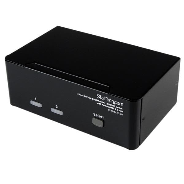 STARTECH STARTECH.COM 2 PORT DVI VGA DUAL MONITOR KVM SWITCH USB WITH AUDIO, 3 YR SV231DDVDUA