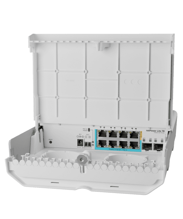 MikroTik MikroTik netPower Lite 7R Reverse PoE switch with Gigabit Ethernet and 10G SFP+ ports CSS610-1Gi-7R-2S+OUT