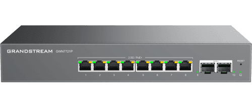 Grandstream Networks Grandstream GWN7721P Layer 2-Lite Managed Multi-Gig Switch, 8 x 2.5 GigE, 2 x 10G SFP+ (8 x PoE/PoE+) GWN7721P