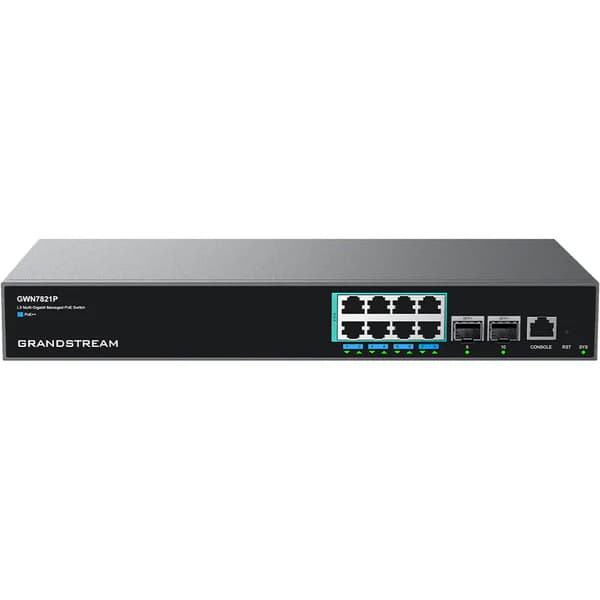 Grandstream Networks Grandstream GWN7821P Enterprise Layer 3 Managed Multi-Gigabit PoE Network Switch, 8 x 2.5 GigE PoE++, 2 x 10G SFP+ GWN7821P