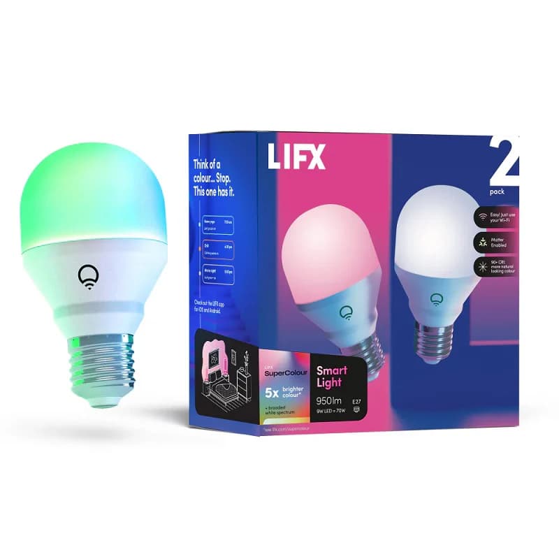 LIFX LIFX 2 Pack SuperColour 950 Lumens E27 Smart Light LFXA19950RGBWE27AU2