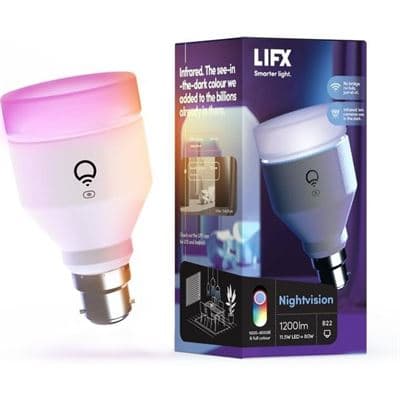 LIFX LIFX Nightvision IR + Colour LED Bulb 1200 Lumens A60 B22 Bayonet Cap LHLA19B22IRAU