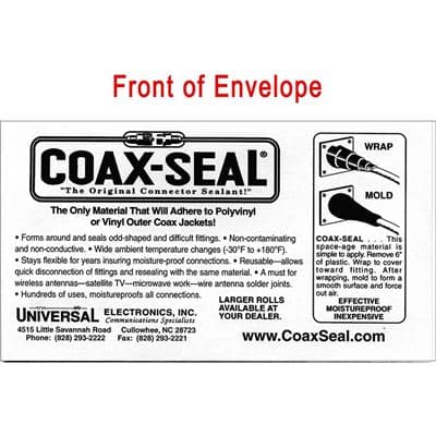 Universal Electronics Coax-Seal Hand Moldable Plastic Weatherproofing Strip TAPE-04