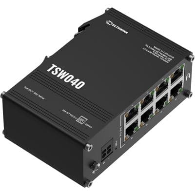Teltonika Teltonika TSW040 8 Port 10/100 PoE+ Switch with Integrated DIN Rail Mounting TSW040
