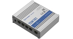 Teltonika Teltonika TSW101 4+1 Port Gigabit Unmanaged 9 - 30V DC in to 802.3af/at PoE Out Switch for Solar and Automotive Applications TSW101