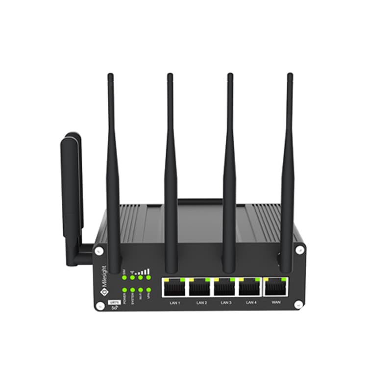 Milesight Networks Milesight UR75 5G/4G/LTE Cellular 5 port Gigabit PoE Router with RS232/RS485 and Digital I/O IoT M2M Connectivity UR75-500GL-G-P-W