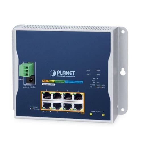 Planet Planet Industrial WGS-5225-8P2S L2+ 8-Port 10/100/1000T 802.3at PoE + 2-Port 100/1000X SFP Wall-mount Managed Switch NS026