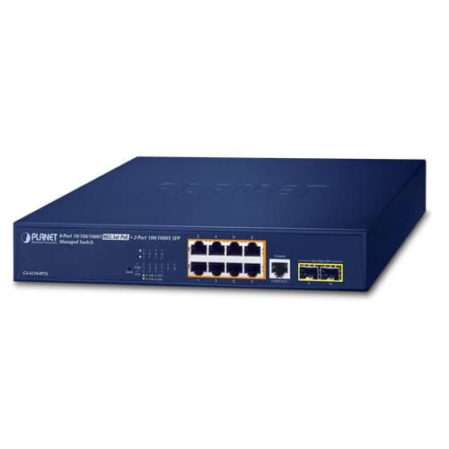 Planet Planet GS-4210-8P2S 8-Port 10/100/1000T 802.3at PoE + 2-Port 100/1000X SFP Managed Switch NS034