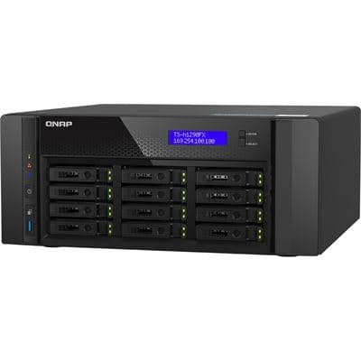 QNAP QNAP TS-h1290FX-7232P-64G 12-Bay U.2 NVMe PCIe Gen4 x4 all-flash desktop NAS, AMD EPYC 8-core 7232P up to 3.2GHz, 12 x 2.5" U.2 NVMe / SATA SSD bays, 64GB RDIMM ECC DDR4 RAM, 2 x 2.5GbE RJ45, 2 x 25GbE SFP28, iSCSI, RAID, PCIe Gen4 expansion slots, TS-h1290FX-7232P-64G