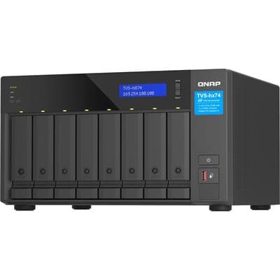 QNAP QNAP TVS-h874-i7-32G 8-bay QuTS hero NAS, Intel® Core i7 12-core (8 Performance cores + 4 Efficient cores) /20-thread, 32GB SO-DIMM DDR4(max.64GB), 8 x 2.5"/3.5" SATA HDD/SSD, 2 x 2.5GbE, 2x M.2 PCIe Gen4 x4 slots, PCIe Gen4 slots, HDMI 1.4b, 350W P TVS-h874-i7-32G