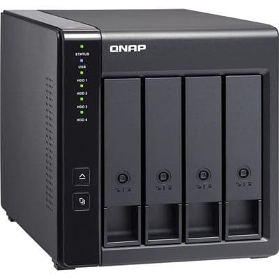 QNAP QNAP TR-004 4-bay 3.5" SATA HDD USB 3.0 type-C hardware RAID external enclosure. USB-C to USB-A cable included. Expansion unit for QNAP NAS, Windows, Mac, Linux computers. TR-004