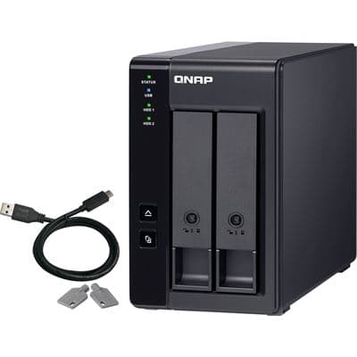 QNAP QNAP TR-002 2-bay 3.5" SATA HDD USB 3.1 Gen2 10Gbps type-C hardware RAID external enclosure. USB-C to USB-A cable included. Expansion unit for QNAP NAS, Windows, Mac, Linux computers. TR-002