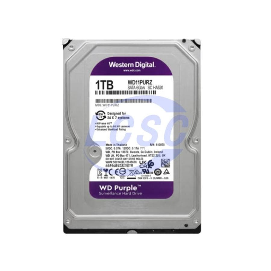 WD WD Purple 3.5" Surveillance HDD 1TB WD11PURZ