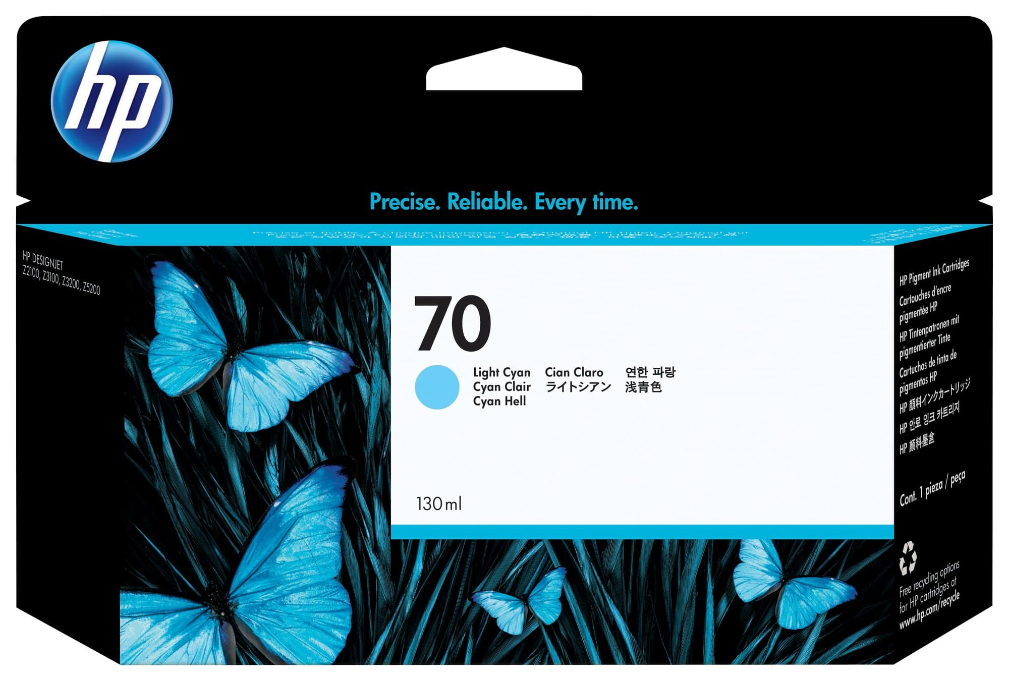 HP HP 70 130ml Light Cyan Ink Cartridge 1084347