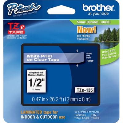 BROTHER BROTHER TZe135 12mm x 8m Standard laminated Whit 1536034