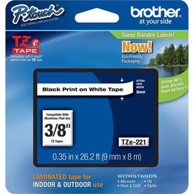 BROTHER BROTHER TZe221 9mm x 8m Standard laminated Black 1536048