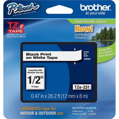 BROTHER BROTHER TZe231 12mm x 8m Standard laminated Blac 1536051
