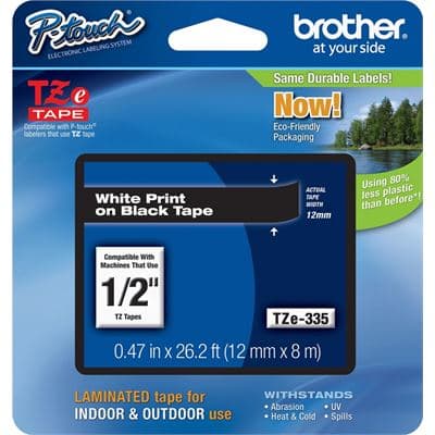 BROTHER BROTHER TZe335 12mm x 8m Standard laminated Whit 1536061