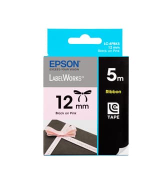 EPSON EPSON Tape Ribbon 12mm Black on Pink 5 metres 2558468
