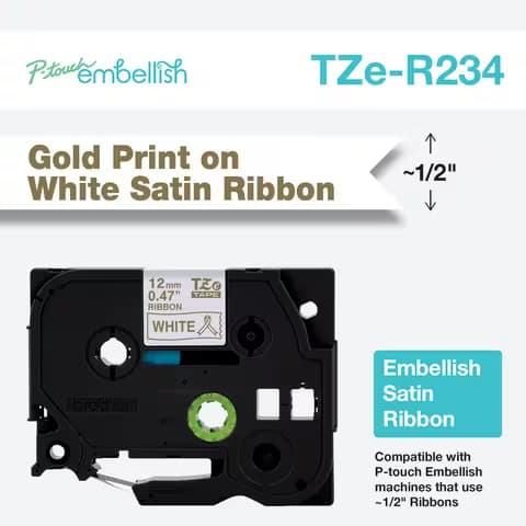 BROTHER BROTHER TZER234 12MM GOLD ON WHITE RIBBON TAPE 3444380