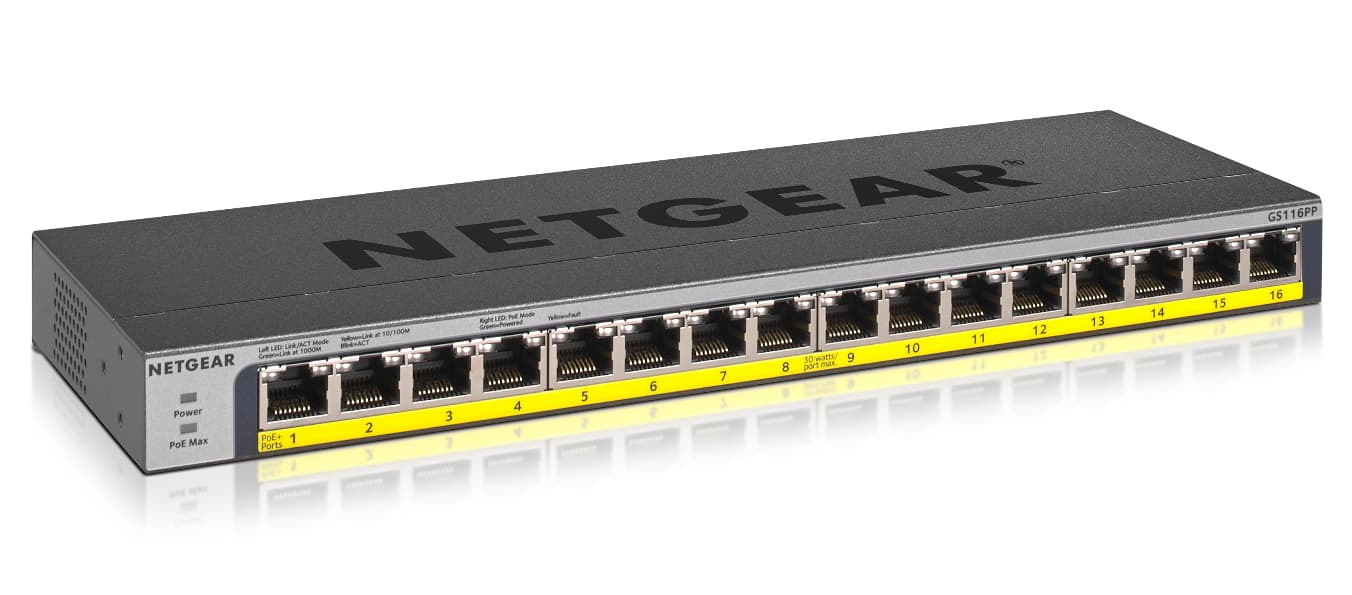 NETGEAR NETGEAR GS116PP 16-PORT POE/POE+ UNMNGD SWITCH 4252683