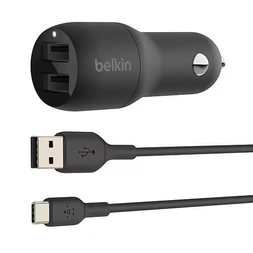 BELKIN BELKIN Dual USB-A Car Charger w/ 1M PVC A-C 24W 4825008