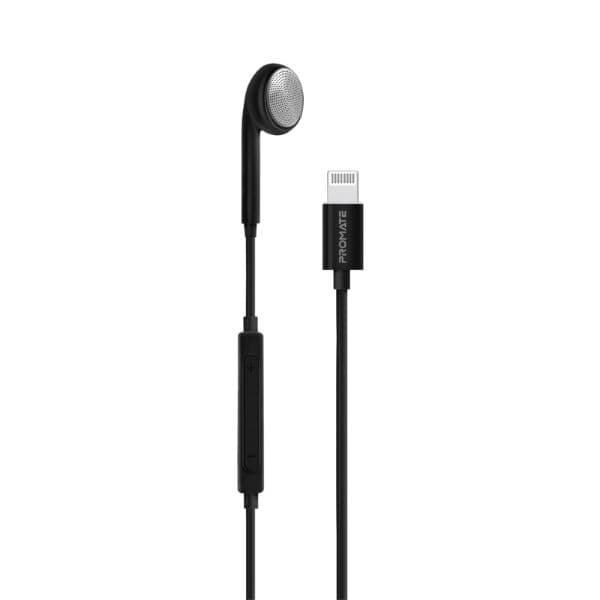 PROMATE Apple MFI Certified HiFi Wired Mono Earbud W/ Call Button And Microphone Black BEAT-LT-BLK