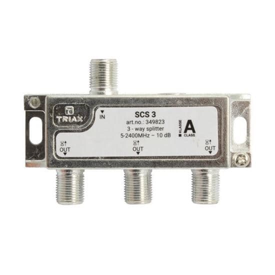 Triax TRIAX RF 3-Way Splitter 5~2400MHz. All Ports Power Pass - Diode 349823