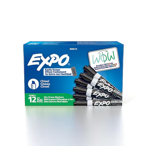 Expo EXPO Dry Erase Markers Chisel Tip. 12-Pack. Black Colour. 80001