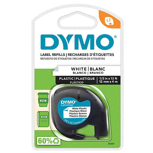 Dymo DYMO Genuine Pearl White Plast Tape for LetraTag Plastic Tape. 12mm x 91331