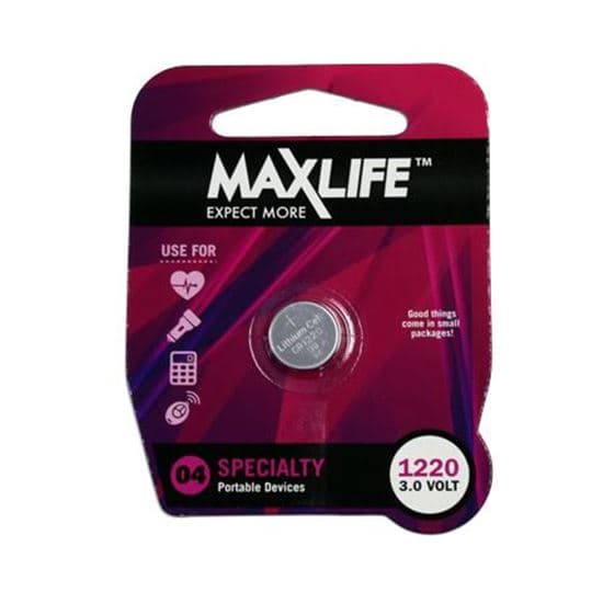 Maxlife MAXLIFE CR1220 Lithium Button Cell Battery. 1Pk. BAT1220