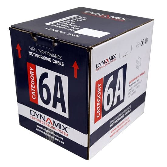 Dynamix DYNAMIX 305m Cat6A Black F/UTP Cable Roll, 500MHz, 23AWGx4P C-C6AFL-SLDBLK
