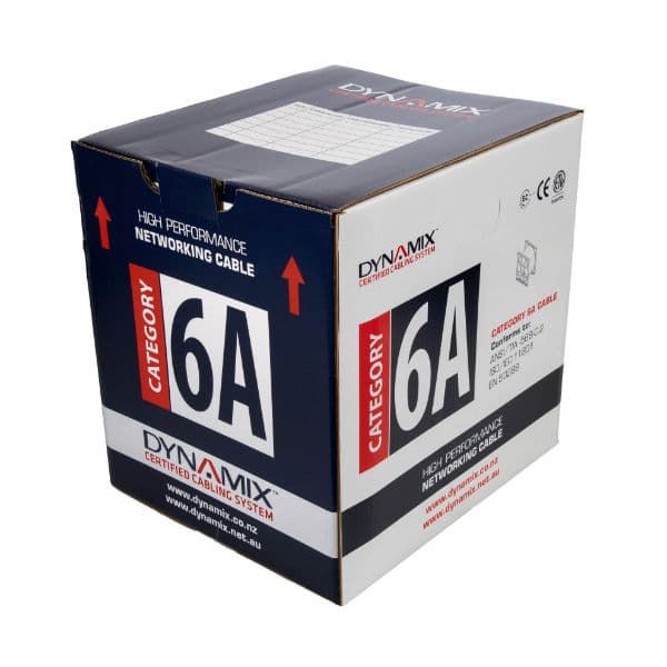 Dynamix 305m Cat6A White 10G UTP Solid Cable 23AWGx4P 500MHz LSZH CM UL Rated Jacket. C-C6AUTPL-SLDWH