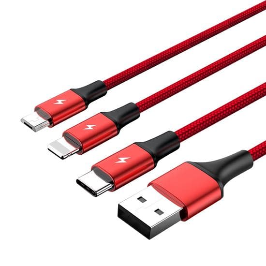 Unitek UNITEK 1.2m USB 3-in-1 Charge Cable. Integrated USB-A to Micro-B, C4049RD